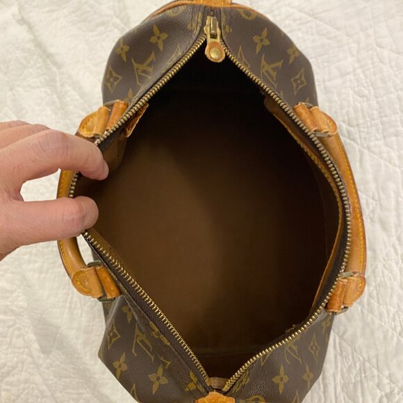 GUC Vintage LV Monogram Speedy Bag 30 Double Handle Satchel Brown - Picture 14 of 15